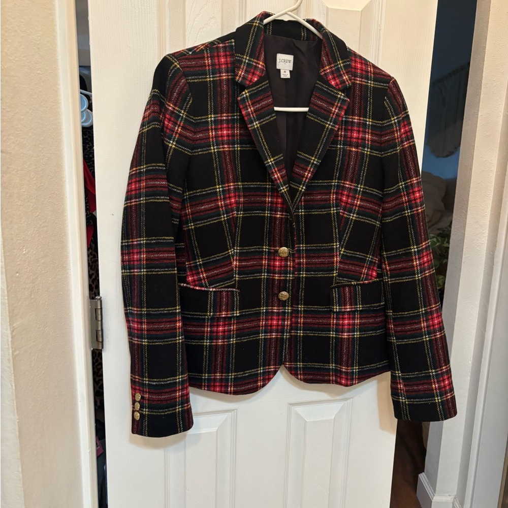 J. Crew Women's Tartan Blazer - Black, Red, and Yellow LIMITED TIME SALE FINAL P